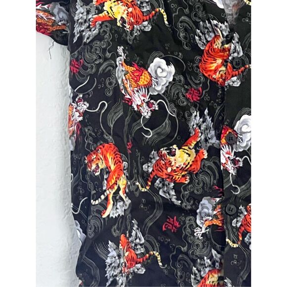 Brooklyn Standard Cloth Button Print Tigers Dragon  camp Shirt Sz Xl - Picture 3 of 4